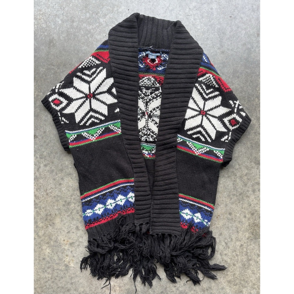 Ralph Lauren Women's Knit Cashmere Fair Isle Shawl Cardigan Rabbit Hair Medium
